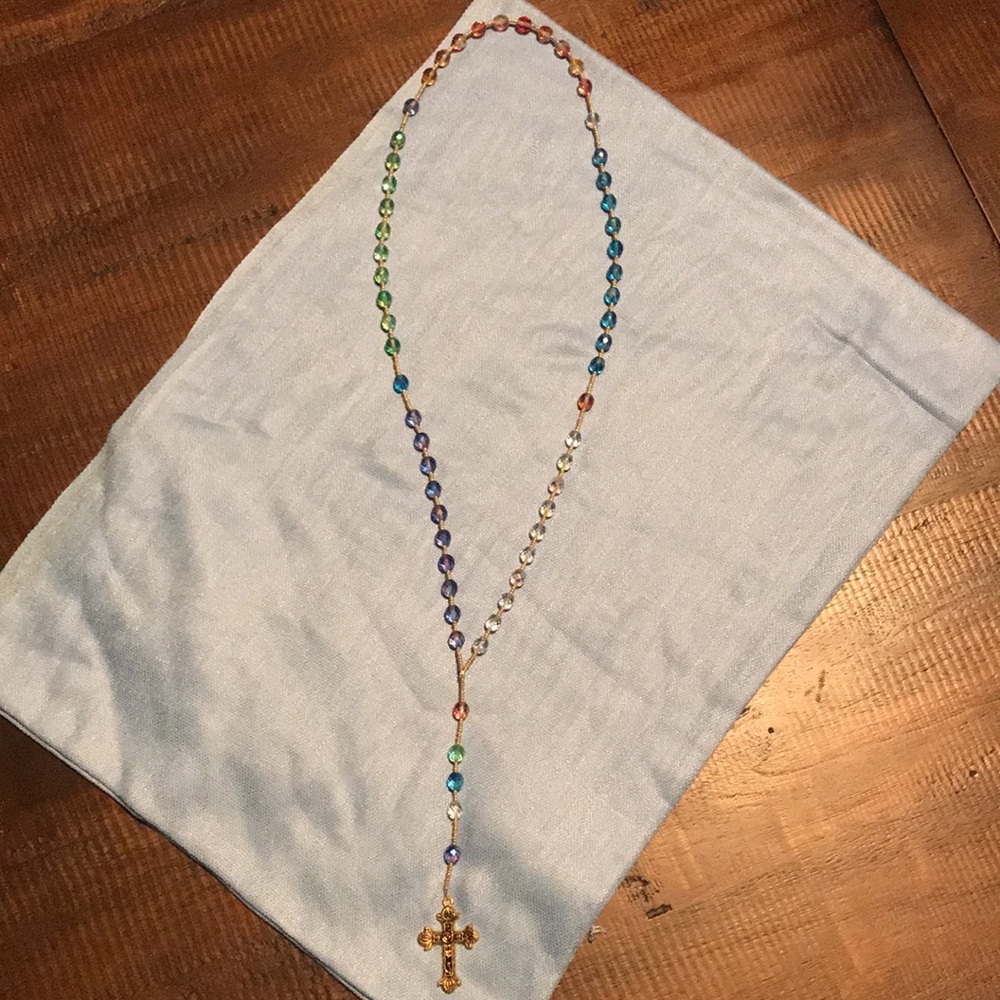 NEW! Faceted Crystal Bead Rosary Necklace